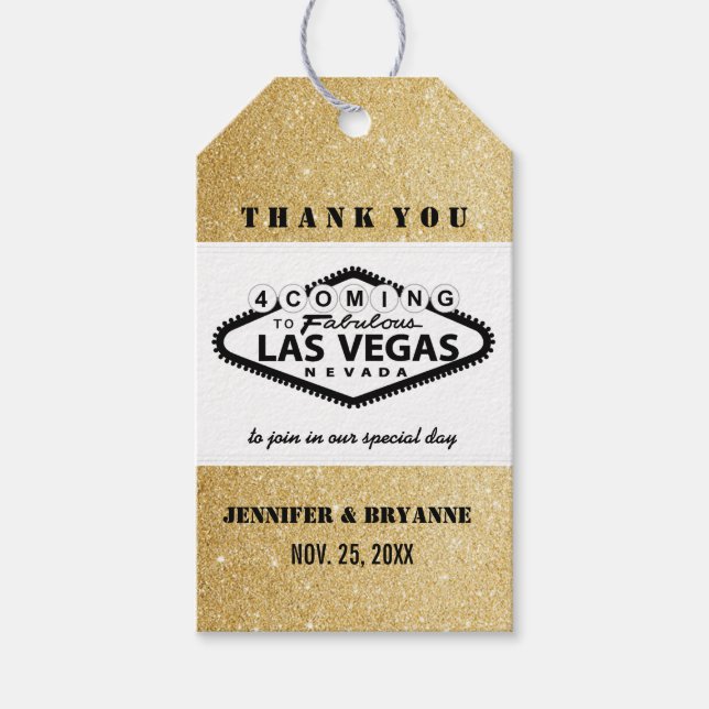 Étiquettes-cadeau Merci des signes de Las Vegas pour l'arrivée sur m (Devant)