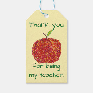Étiquettes-cadeau Merci d'être mon professeur Pointillism Apple