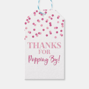 Étiquettes-cadeau Merci d'être passé par ici confettis roses