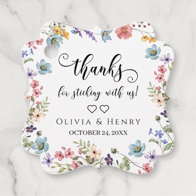 Étiquettes Cadeau Merci D'Être Resté Avec Nous Floral Favor (Devant)