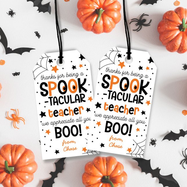 Étiquettes-cadeau Merci d'être un enseignant Spotacular halloween (Créateur téléchargé)