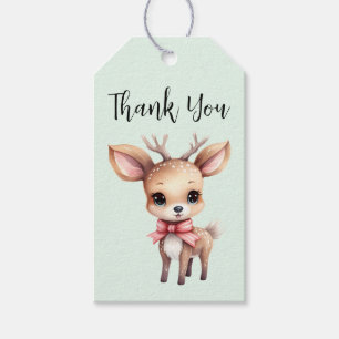Étiquettes-cadeau Merci d'illustration de dessin de cerfs de bébés m