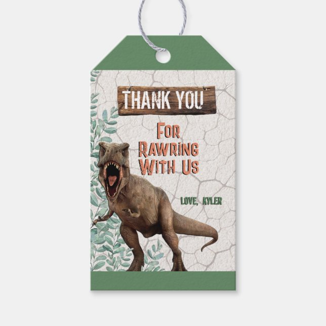Étiquettes-cadeau Merci Dinosaur Tags (Devant)