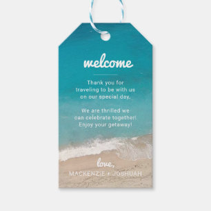 Étiquettes-cadeau Merci d'invité et bienvenue de mariage de plage