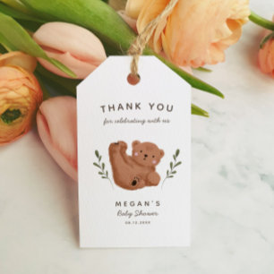 Étiquettes-cadeau Merci du Baby shower à thème de l'ours mou