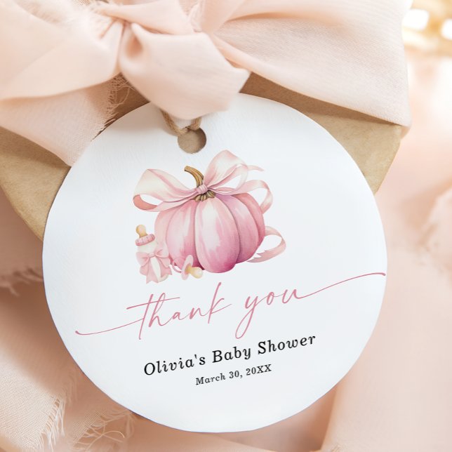 Étiquettes Cadeau Merci du Baby shower de l'automne du petit Citroui (Créateur téléchargé)
