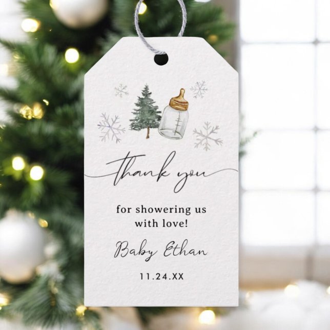 Étiquettes-cadeau Merci du Baby shower d'hiver (Créateur téléchargé)