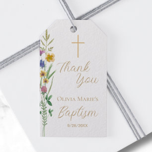 Étiquettes-cadeau Merci du baptême floral