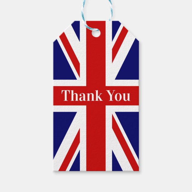 Étiquettes-cadeau Merci du drapeau Union Jack préféré (Devant)