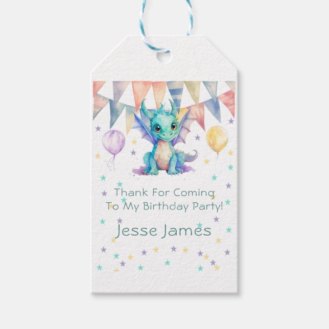 Étiquettes-cadeau Merci du Parti Anniversaire de enfant du Dragon vi (Devant)