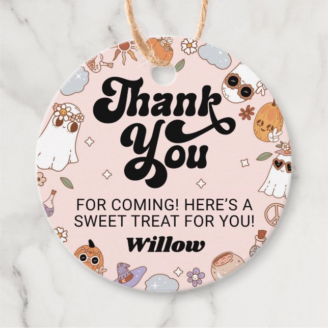 Étiquettes Cadeau Merci du parti Halloween super Ghost (Devant)