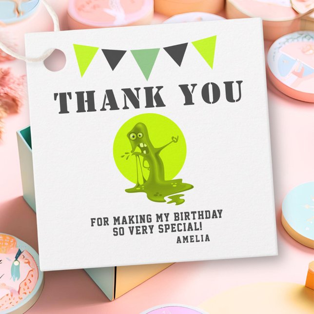 Étiquettes Cadeau Merci éffrayant vert mince Monster (Créateur téléchargé)