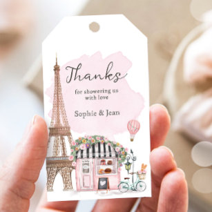 Étiquettes-cadeau Merci Eiffel Paris Baby shower parisien