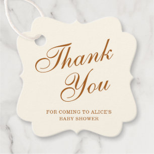 Étiquettes Cadeau Merci Élégant Baby shower en cuivre ivoire
