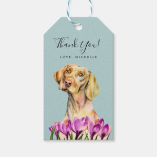 Étiquettes-cadeau Merci élégant d'aquarelle de chien de Vizsla