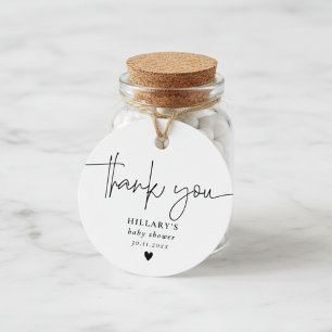 Étiquettes Cadeau Merci Élégante Baby Shower Calligraphie  