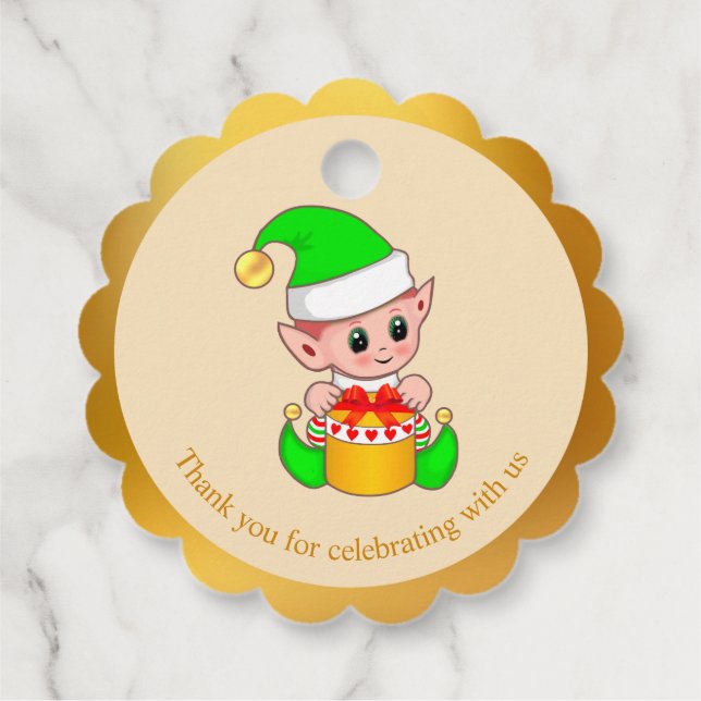 Étiquettes Cadeau Merci elfe de Noël (Dos)