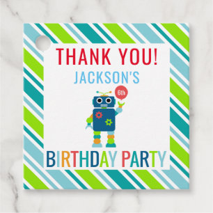 Étiquettes Cadeau Merci Enfants Robot coloré fête d'anniversaire