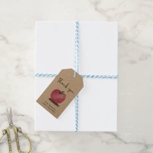 Étiquettes-cadeau Merci enseignant cadeau pomme aquarelle
