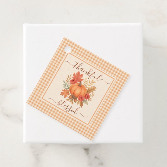 Étiquettes Cadeau Merci et béni Citrouille | Action de grâces automn (En situation)