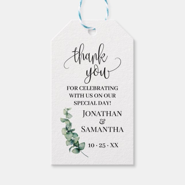 Étiquettes-cadeau Merci eucalyptus (Devant)