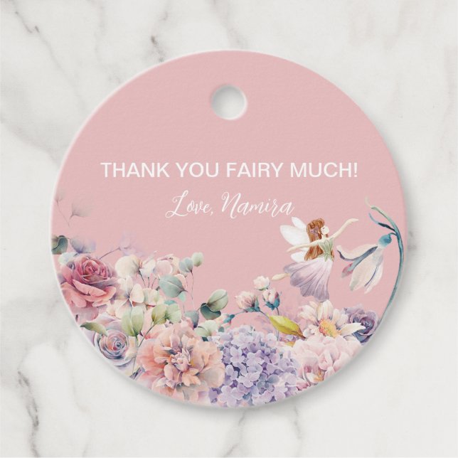 Étiquettes Cadeau Merci Fairy Many, fête d'anniversaire enchantée (Devant)