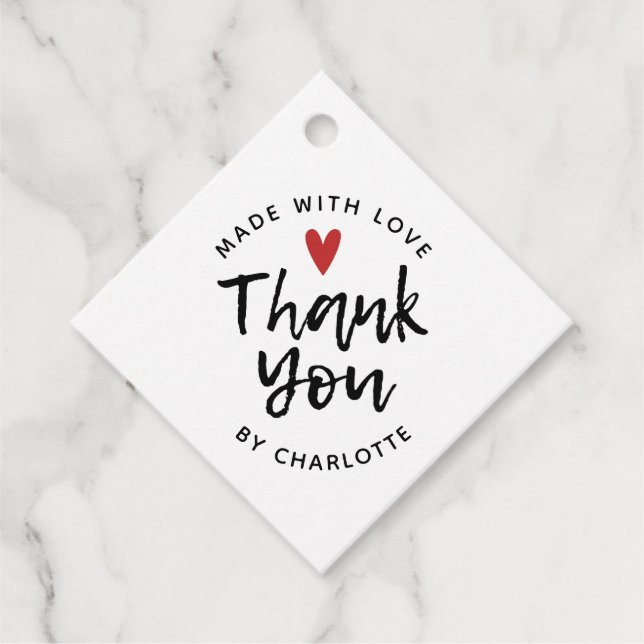 Étiquettes Cadeau Merci fait main avec amour (Devant)