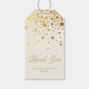 Étiquettes-cadeau Merci Faux Gold Foil Confetti Points   Ivoire