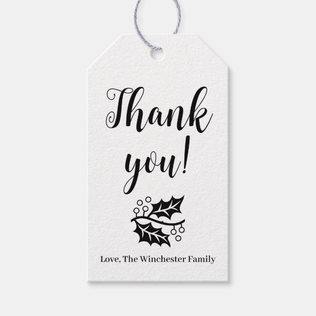 Étiquettes-cadeau Merci feuillage script personnalisé Thanksgiving (Devant)