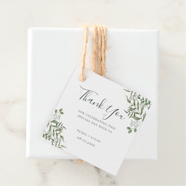 Étiquettes Cadeau Merci Feuille de l'Eucalyptus efficace du budget (En situation)