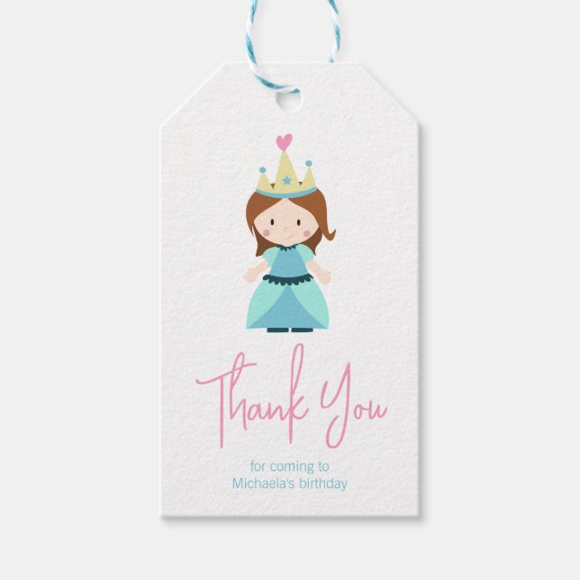 Étiquettes-cadeau Merci fille princesse mignonne (Devant)