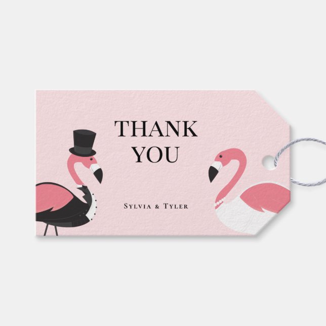 Étiquettes-cadeau Merci Flamant rose Mariage (Devant (Horizontal))