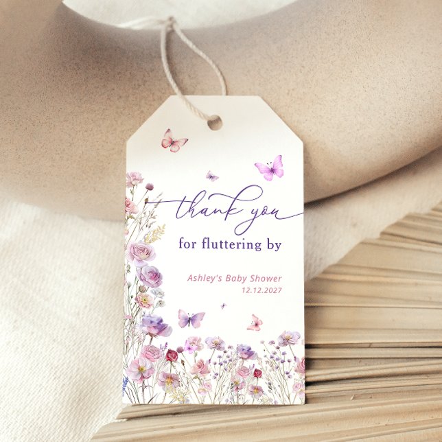 Étiquettes-cadeau Merci fleur sauvage À Papillon Pour Flutter Par (Créateur téléchargé)