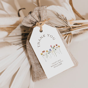 Étiquettes-cadeau Merci Fleur sauvage coloré fête d'anniversaire