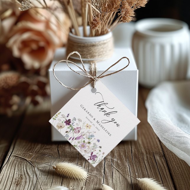 Étiquettes Cadeau Merci fleur sauvage d'aquarelle pour les balises (Créateur téléchargé)