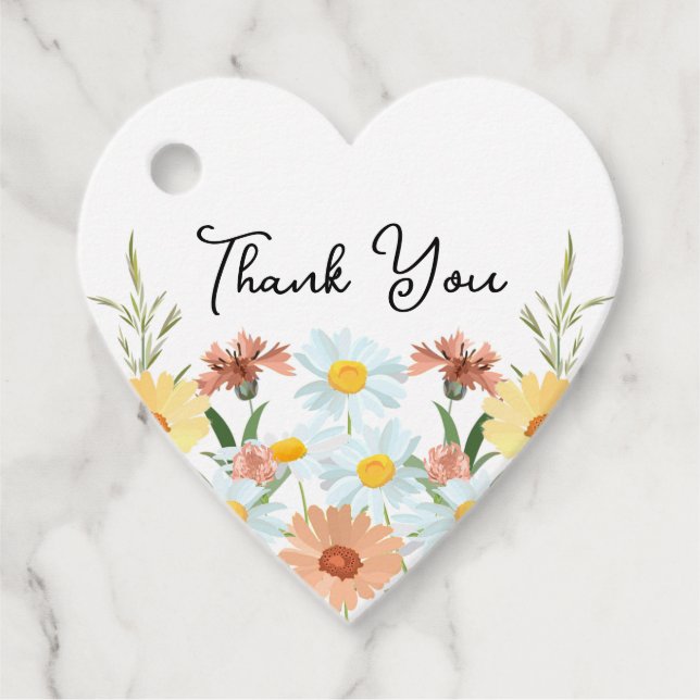 Étiquettes Cadeau MERCI fleur sauvage Mariage (Devant)