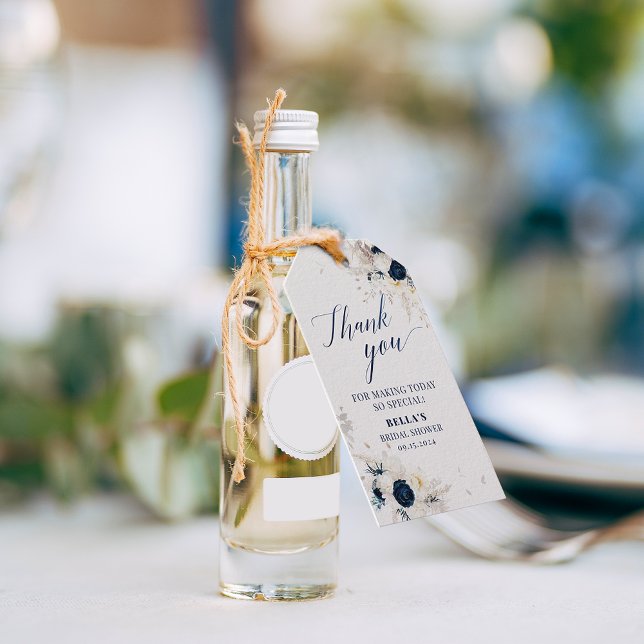 Étiquettes-cadeau Merci Fleurie Bleue Blanche Mariée (Créateur téléchargé)