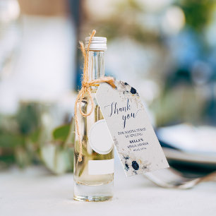 Étiquettes-cadeau Merci Fleurs Bleues et Blanches pour le Mariage