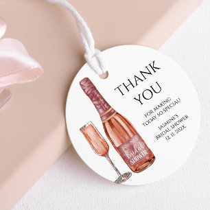 Étiquettes Cadeau Merci Fleurs et Prosecco pour la Fête de Fiançaill