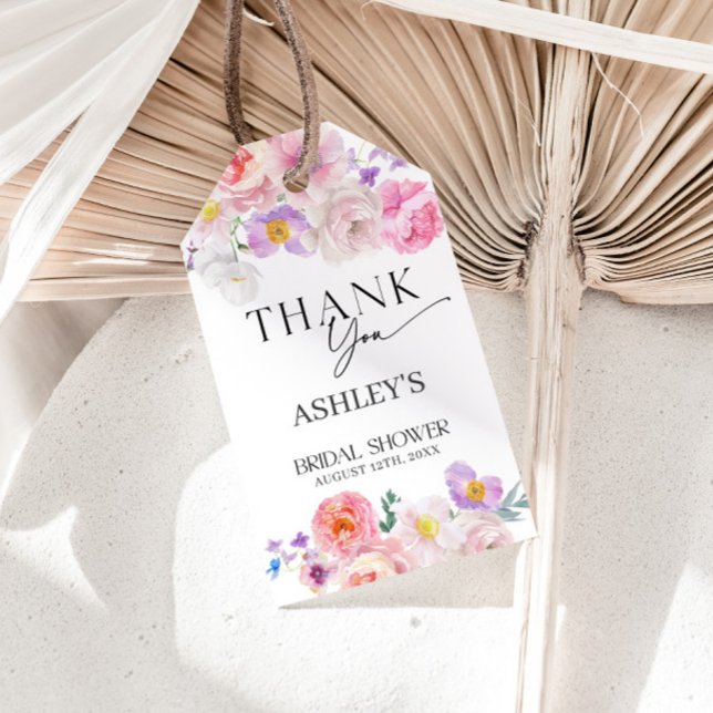 Étiquettes-cadeau Merci floral coloré (Créateur téléchargé)