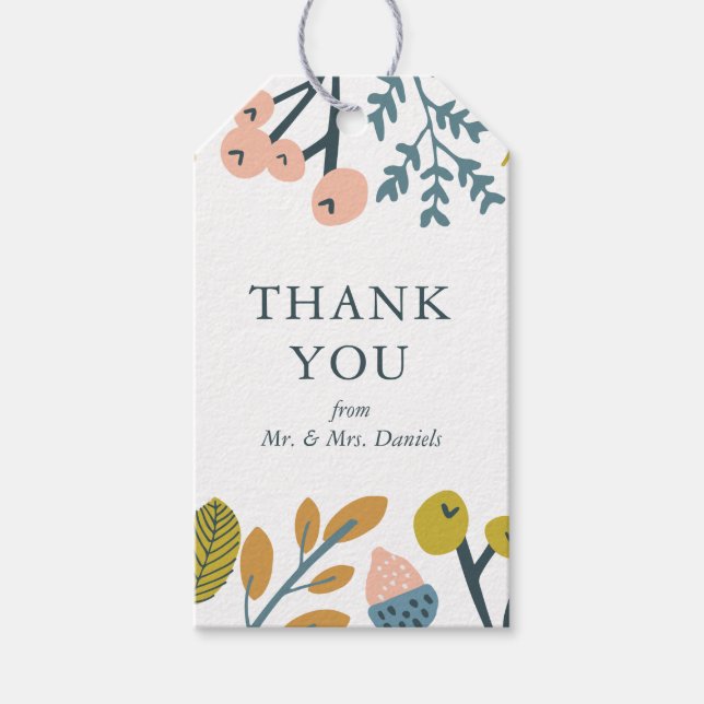 Étiquettes-cadeau Merci floral d'automne (Devant)