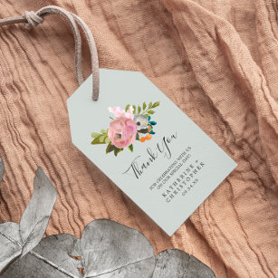 Étiquettes-cadeau Merci floral peint Favor