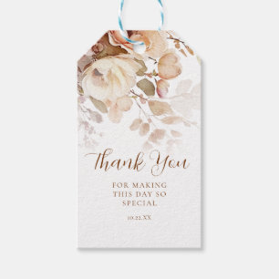 Étiquettes-cadeau Merci floral rose pâle en terre cuite