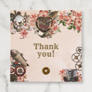 Étiquettes Cadeau Merci Floral Steampunk