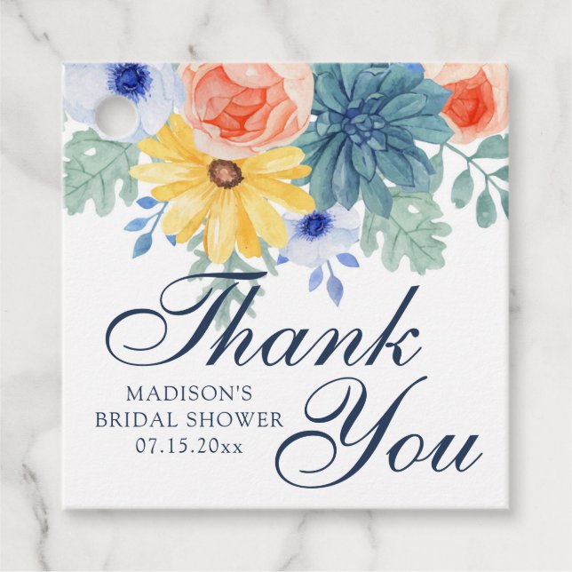 Étiquettes Cadeau Merci Floral Succulent Fête des mariées Macaron (Devant)