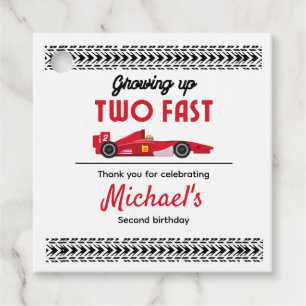 Étiquettes Cadeau Merci Grossissant deux Fast Red Race Car Boy 2e