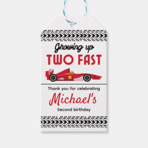Étiquettes-cadeau Merci Grossissant deux Fast Red Race Car Boy 2e