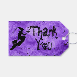 Étiquettes-cadeau Merci Halloween Sorcière Silhouette Purple Grunge