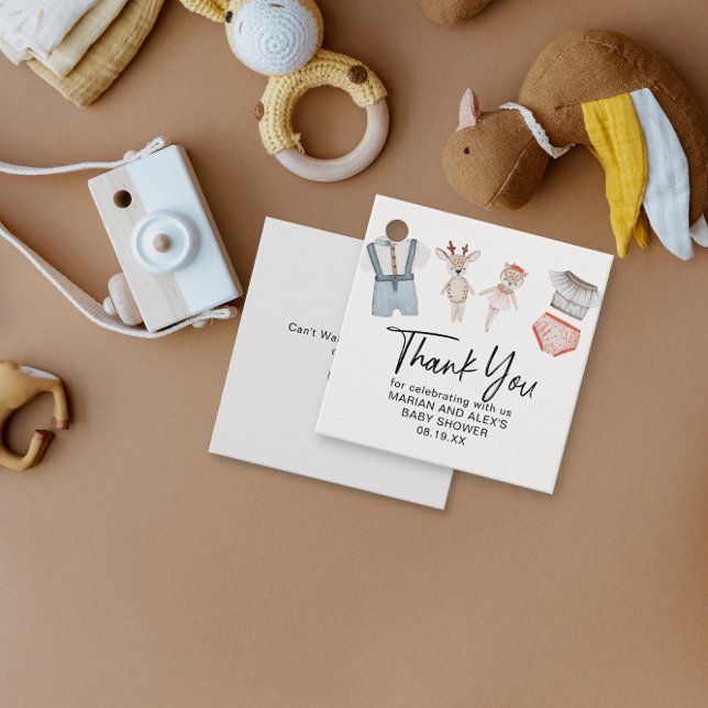 Étiquettes Cadeau Merci Jumeaux neutres Hommes-Femmes Les vêtements  (Créateur téléchargé)