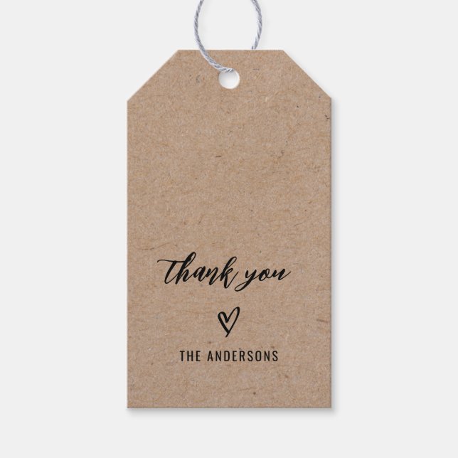 Étiquettes-cadeau Merci Kraft Minimaliste (Devant)